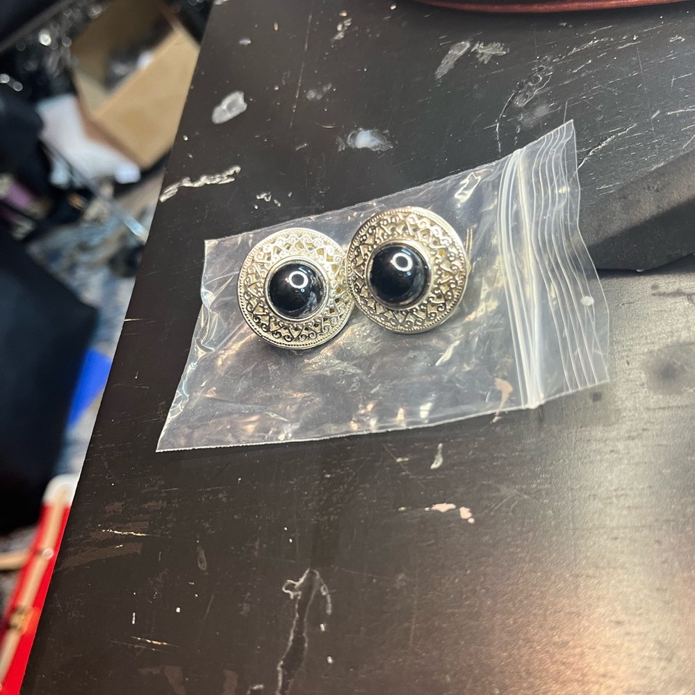 Dior Silver and Black Earrings